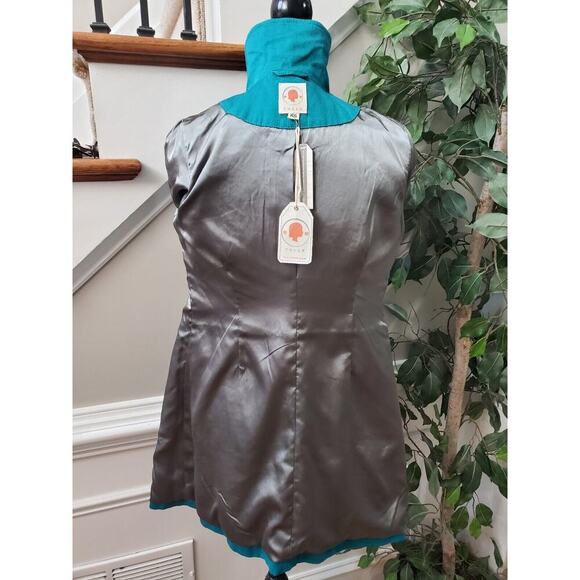 Tulle Womens Blue 100% Cotton Single Breasted Six Button Blazer Coat Size XS - Picture 9 of 16